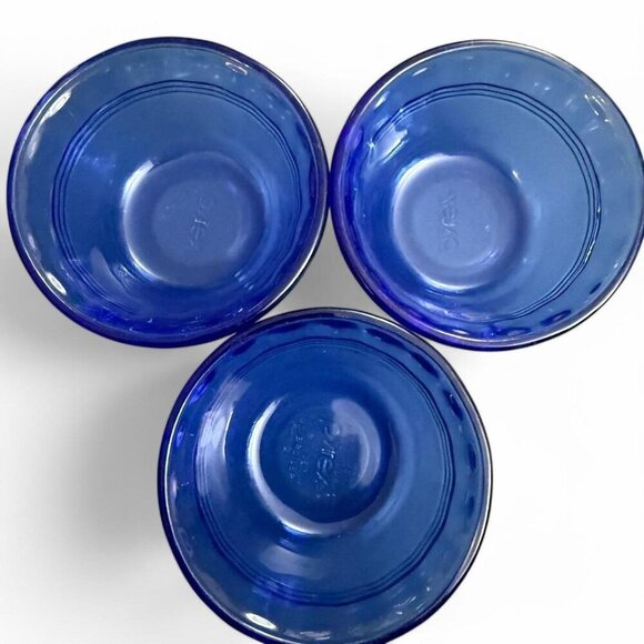 Pyrex Other - PYREX Vintage Glass Cobalt Blue Ramekin bowl 463 USA 6-oz 175ml Vintage Set 3